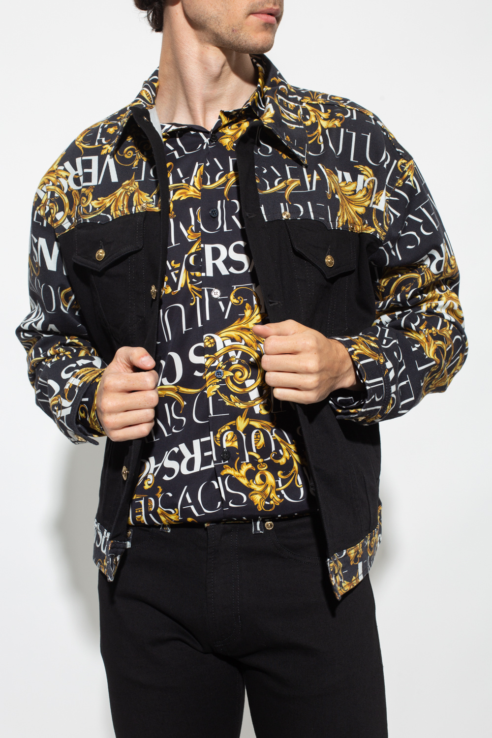 ジャケット・アウター VERSACE JEANS COUTURE Black Denim Jacket Denim Blouson Jacket | VERSACE US